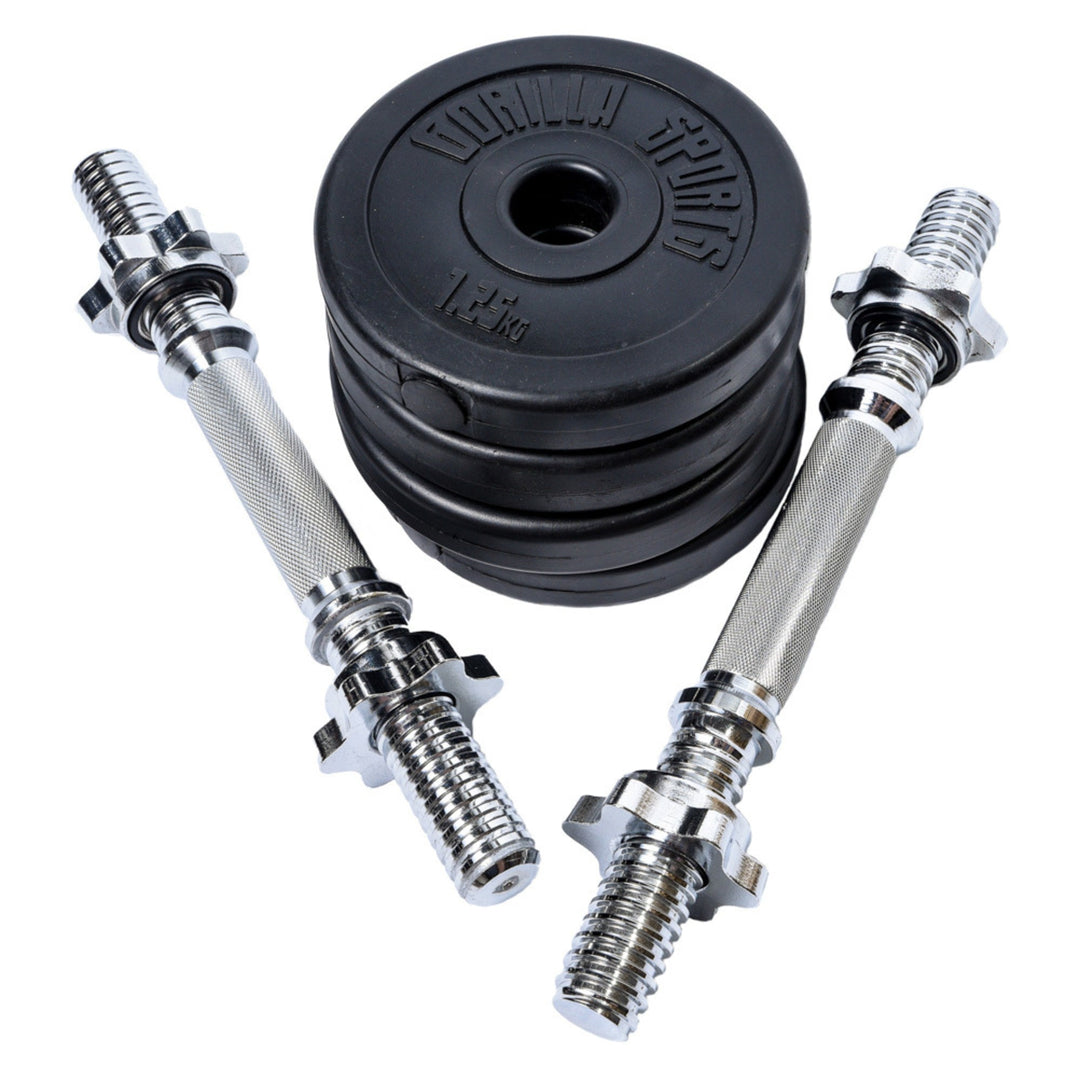 Set gantere reglabile 10 kg cu discuri din ciment - Gorilla Sports Ro