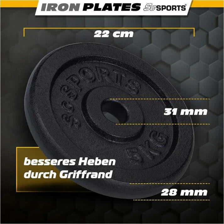 Set de placi de greutate, 2 - 20 KG, 30/31 mm, din fonta, negru ScSports