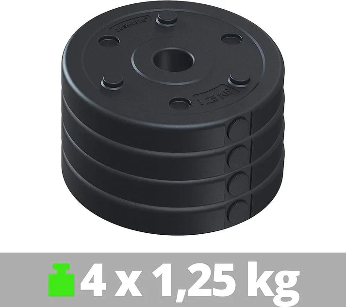 Set de placi de greutati umplute cu ciment, 30/31mm, 30 kg (2x7, 5 + 4x2, 5 + 4x1, 25), negru ScSports