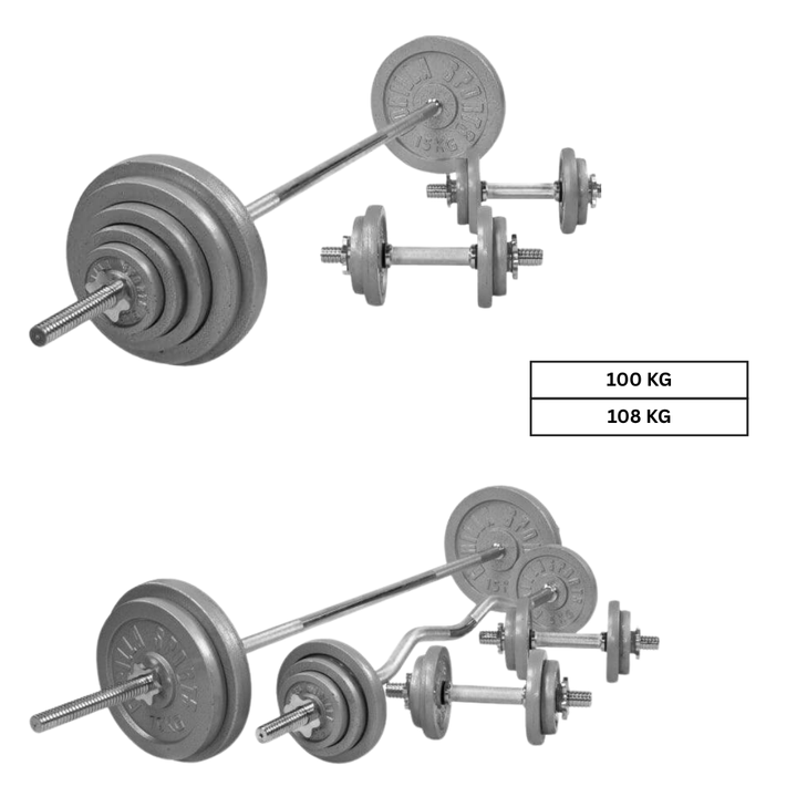 Set complet gantere fonta, 100-108kg Gorilla Sports