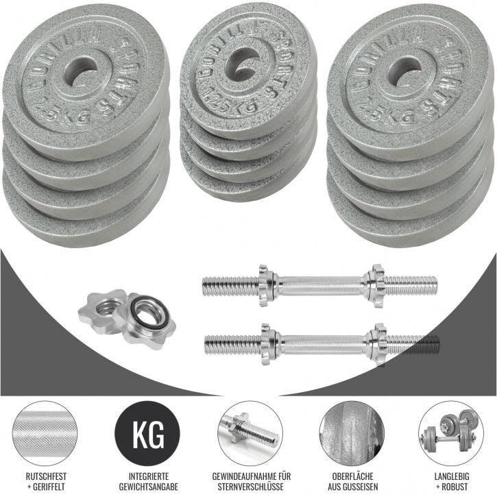 Set de 2 gantere cu discuri din fonta 30 KG - Gorilla Sports Ro