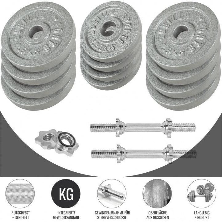 Set de 2 gantere cu discuri din fonta 30 KG - Gorilla Sports Ro