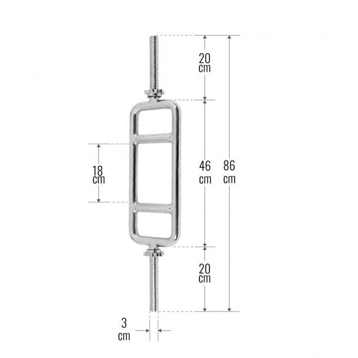 Bara triceps, 86 cm, cu prinderi pentru greutati, Metalic/Argintiu Gorilla Sports