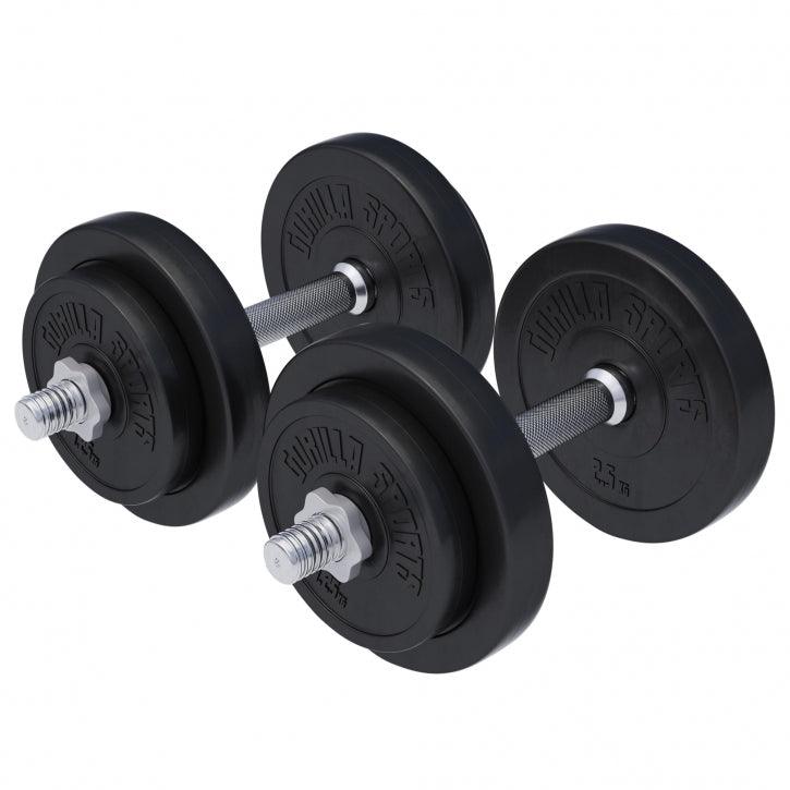Set gantere reglabile 20 kg cu discuri din ciment Gorilla Sports