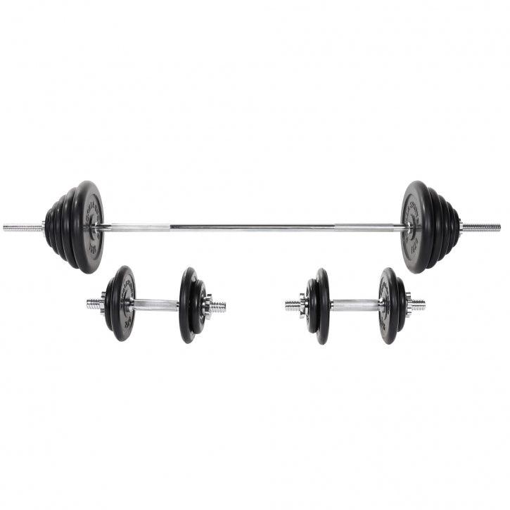 Set 2 bare + gantere, discuri cauciuc 100kg, Gorilla Sports - Gorilla Sports Ro