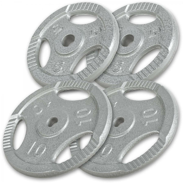 Set discuri Gripper din fontă 30 kg - 2 x 5 - 2 x 10 kg - Gorilla Sports Ro