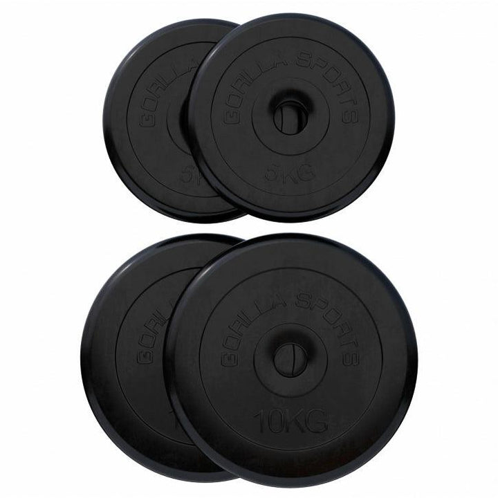 Set placi de greutate, Rubber, 30 kg - 2 x 5 - 2 x 10 kg Gorilla Sports