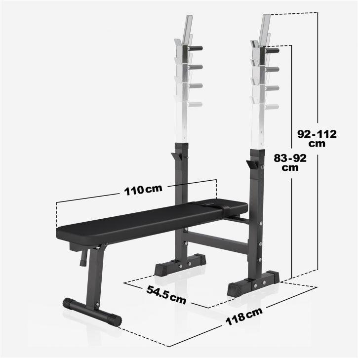 BANCĂ REGLABILĂ PIEPT CU SUPORT + SET DE GREUTĂȚI 100 KG 30/31 MM - Gorilla Sports Ro