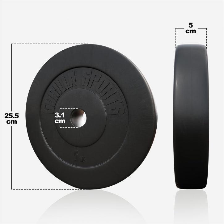 Discuri din plastic umplute cu ciment, 1.25 - 15kg, 30/31mm, Gorilla Sports - Gorilla Sports Ro
