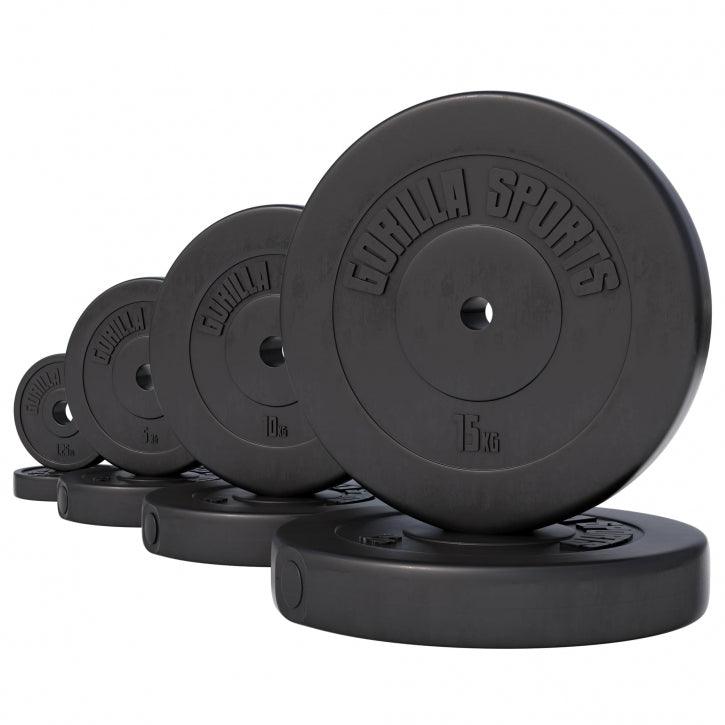 Discuri din plastic umplute cu ciment, 1.25 - 15kg, 30/31mm, Gorilla Sports - Gorilla Sports Ro