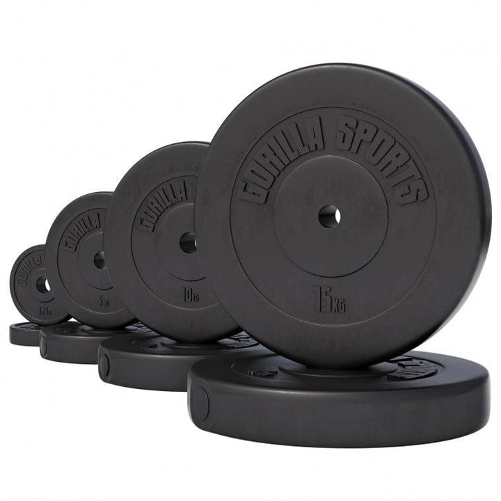 Discuri din plastic umplute cu ciment, 1.25 - 15kg, 30/31mm, Gorilla Sports - Gorilla Sports Ro