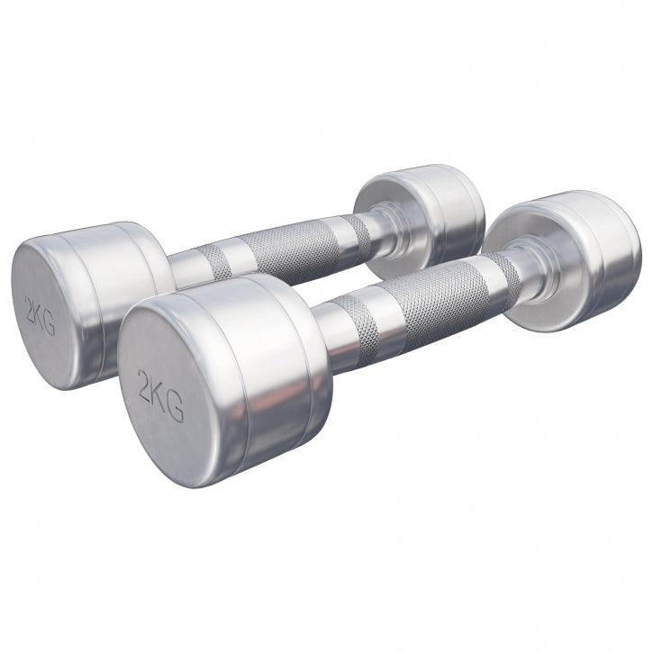 Set de 2 Gantere cromate cu greutate fixa, 2-30 Kg Gorilla Sports