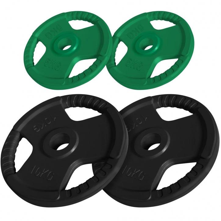 Discuri din fier cauciucat olimpice cu maner 1,25-25 Kg 50/51mm Gorilla Sports
