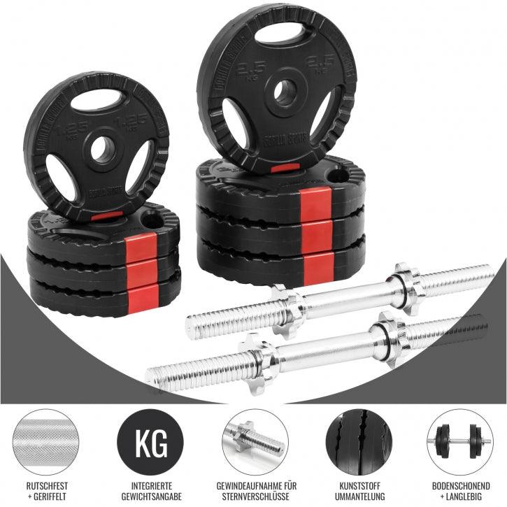 Set gantere reglabile din ciment cu grip de 20KG - Gorilla Sports Ro