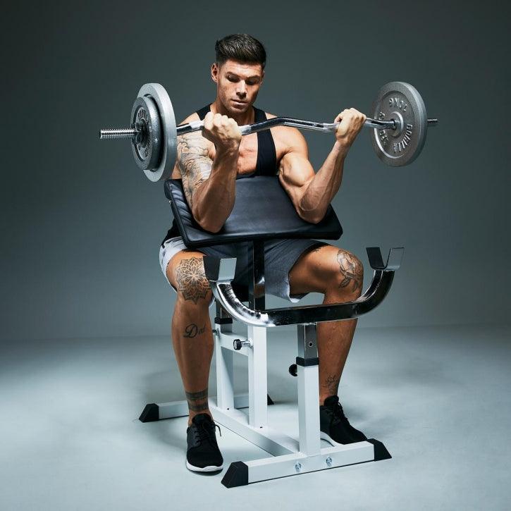 Banca biceps + set de greutati 30kg, 2 x10 kg, 2x 5 kg - Gorilla Sports Ro