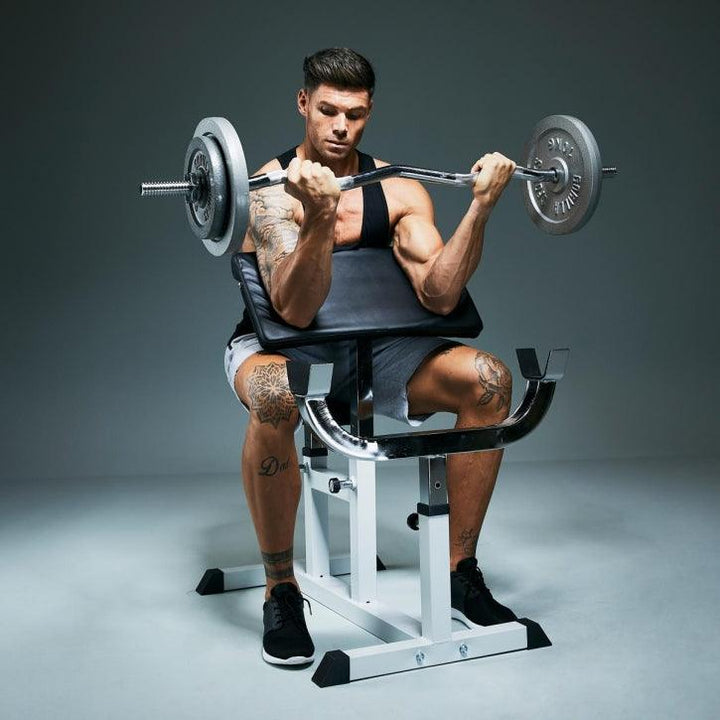 Banca biceps + set de greutati 30kg, 2 x10 kg, 2x 5 kg - Gorilla Sports Ro