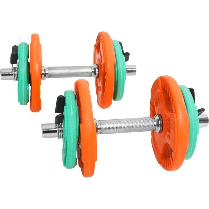 Set gantere din fontă cu înveliș din cauciuc și fixare cu cleme/piulite 20 kg - Gorilla Sports Ro
