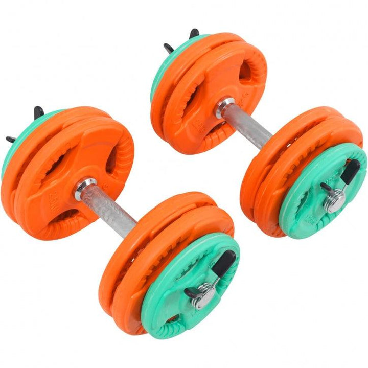 Set de 2 gantera cu discuri cauciucate 30 KG cleme/piulite - Gorilla Sports Ro