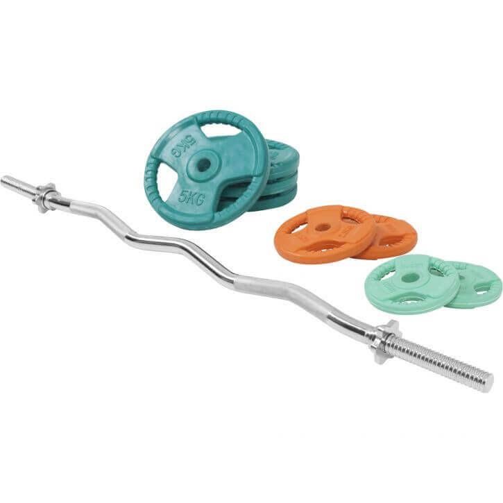 Set bara Z si discuri cauciucate, 35 KG, clema/stea Gorilla Sports