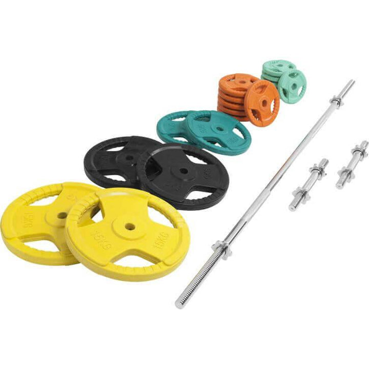 Set greutati, bara si discuri cu siguranta de cauciuc cu clema/stea, 100 kg Gorilla Sports