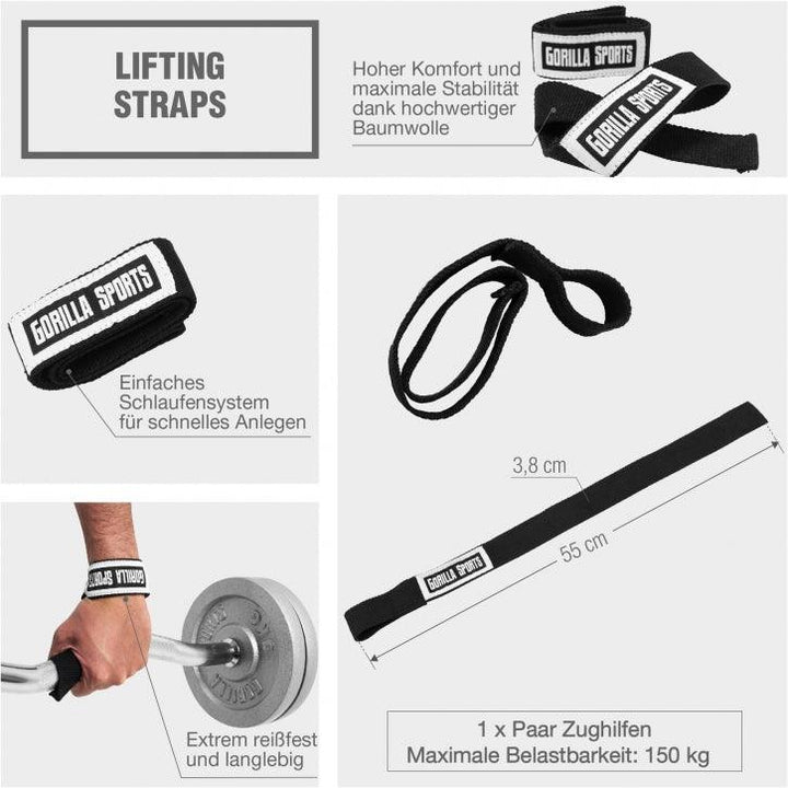 Curele de ridicare Negru/Alb - Gorilla Sports Ro