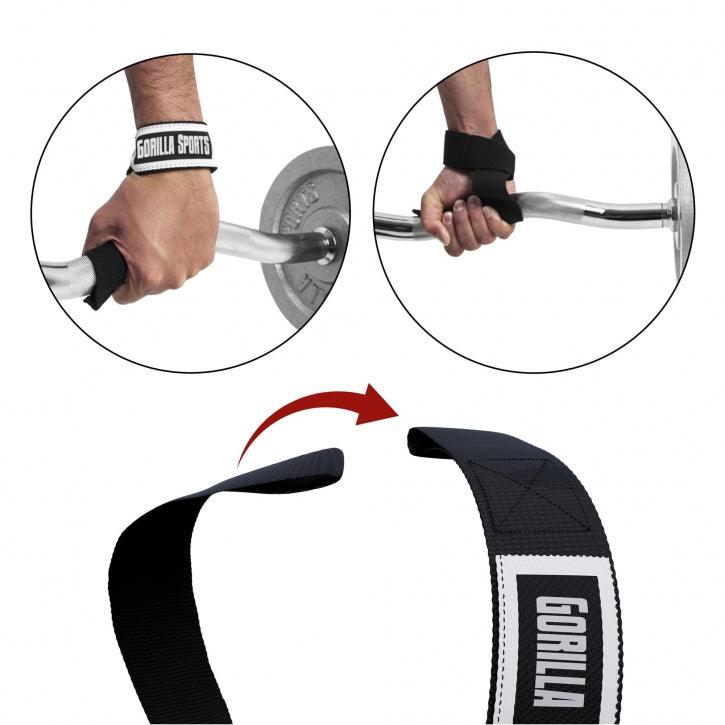 Curele de ridicare Negru/Alb - Gorilla Sports Ro