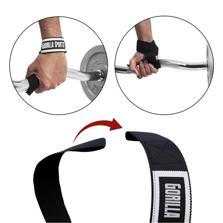 Curele de ridicare Negru/Alb - Gorilla Sports Ro