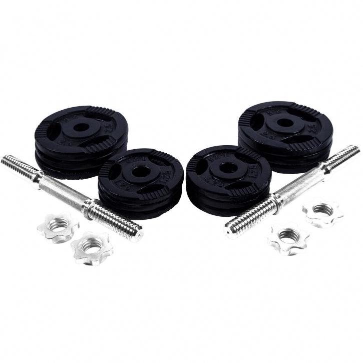 Set, gantere Gripper Black 20 kg cu 2x 2,5 kg + 2x 1,25 kg greutate suplimentara Gorilla Sports