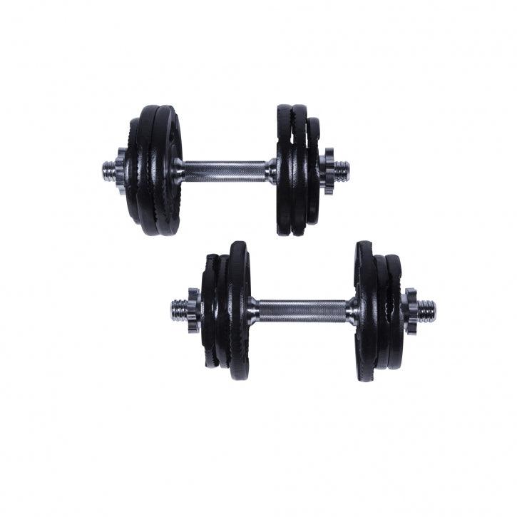 Set, gantere Gripper Black 20 kg cu 2x 2,5 kg + 2x 1,25 kg greutate suplimentara Gorilla Sports