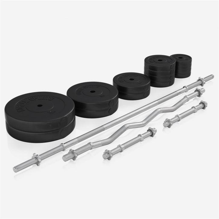 BANCA MULTIFUNTIONALA + SET DE GREUTATI 100KG 30/31MM, SALTEA PROTECTIE SI SCRIPETE - Gorilla Sports Ro
