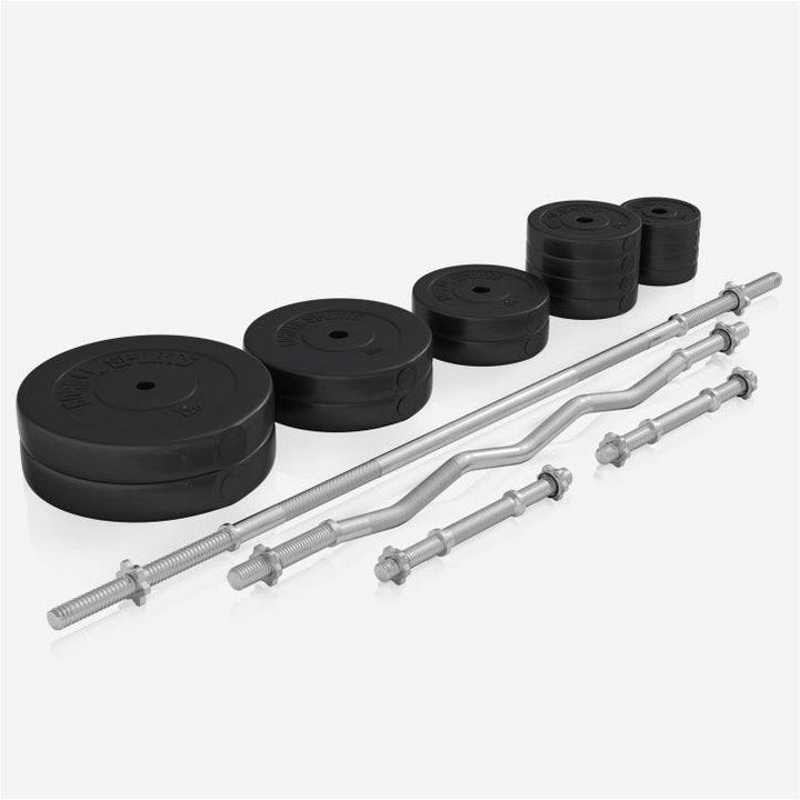 BANCA MULTIFUNTIONALA + SET DE GREUTATI 100KG 30/31MM, SALTEA PROTECTIE SI SCRIPETE - Gorilla Sports Ro
