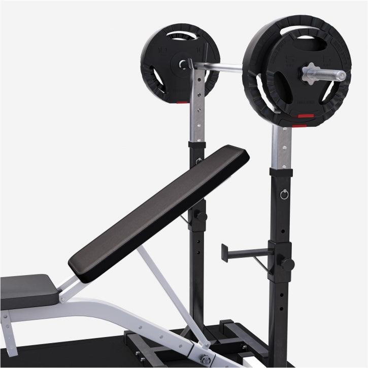 BANCA REGLABILA SCOTT + SET DE GREUTATI CU GRIP 100KG 30/31MM, SALTEA PROTECTIE - Gorilla Sports Ro