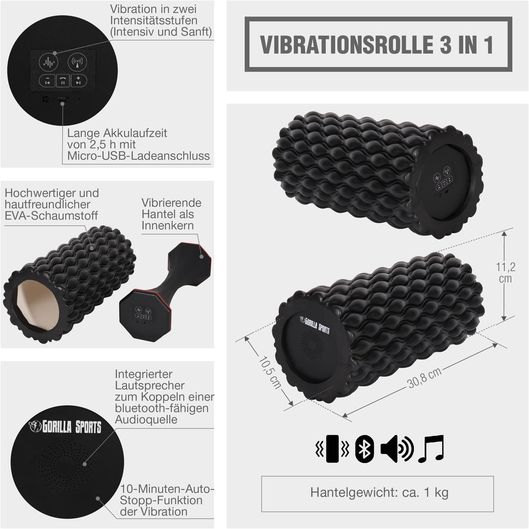 Rolă vibratoare 3 în 1 - Gorilla Sports Ro