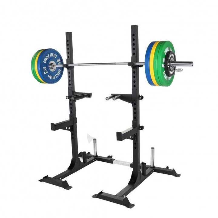 Set profesional, rack si haltera cu discuri olimpice si sigurante pe arc, 140 kg Gorilla Sports