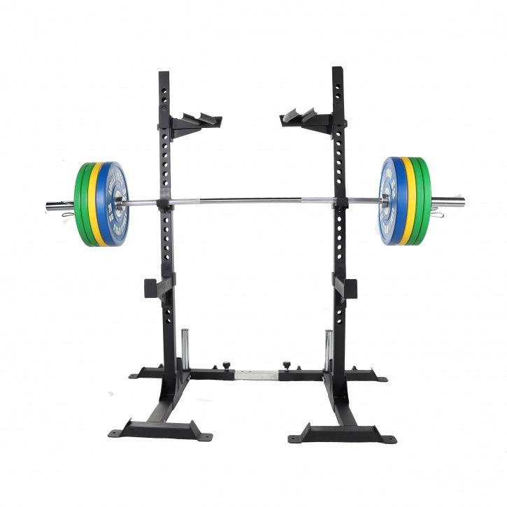 Set profesional, rack si haltera cu discuri olimpice si sigurante pe arc, 140 kg Gorilla Sports