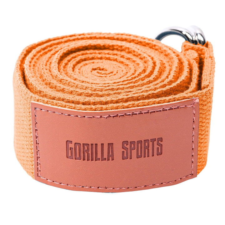 Set curea yoga + perna yoga, albastru deschis/ galben - portocaliu Gorilla Sports