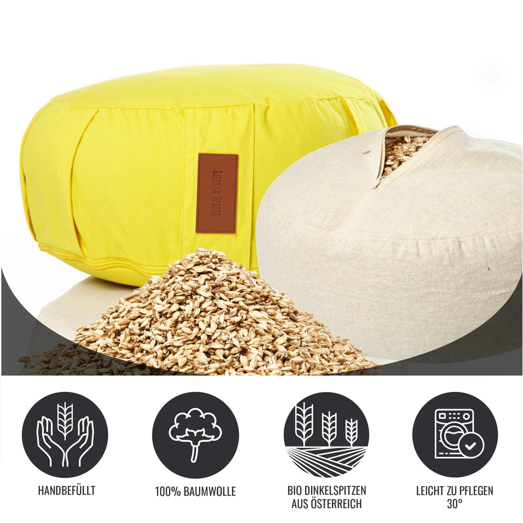 Set curea yoga + perna yoga, albastru deschis/ galben - portocaliu Gorilla Sports