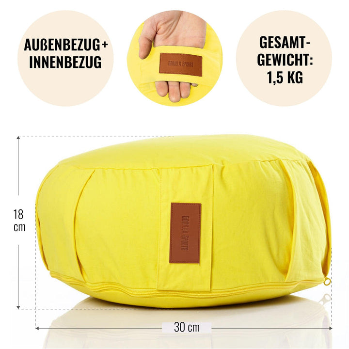 Set curea yoga + perna yoga, albastru deschis/ galben - portocaliu Gorilla Sports