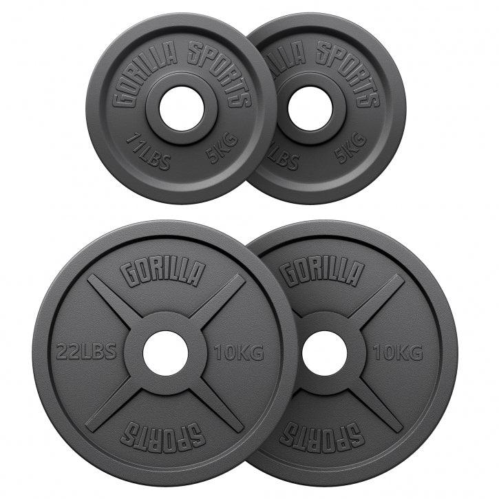 Discuri Olimpice din fontă 50/51 mm Negre 1,25-25 KG Gorilla Sports
