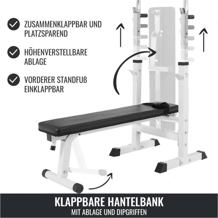 BANCĂ REGLABILĂ PENTRU PIEPT CU SUPORT + SET DE GREUTĂȚI 100 KG - Gorilla Sports Ro