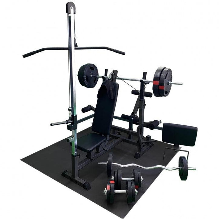 Set de bancă multifuncțională universală 100kg, Alb/Negru Gorilla Sports