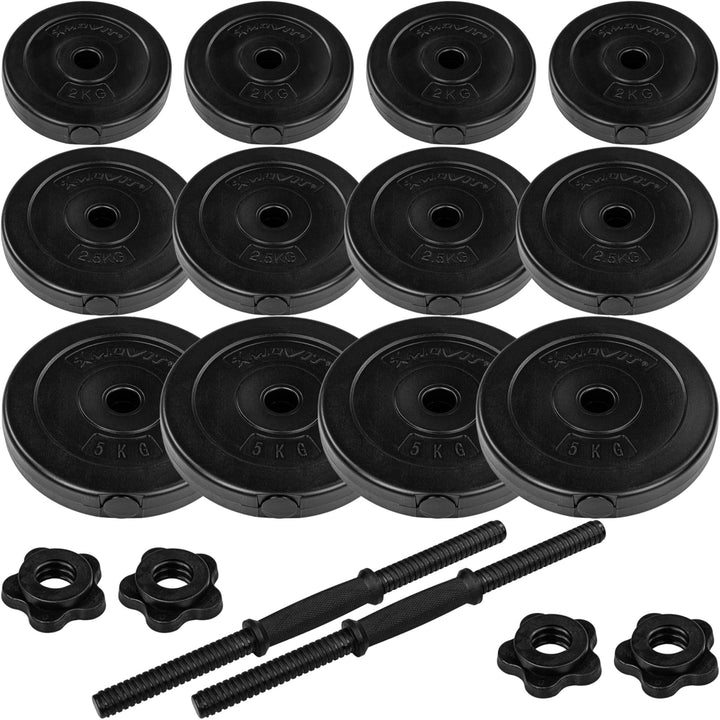 Set gantere, MOVIT®, 2 x 20 kg, greutate 40 kg, negru - Gorilla Sports Ro