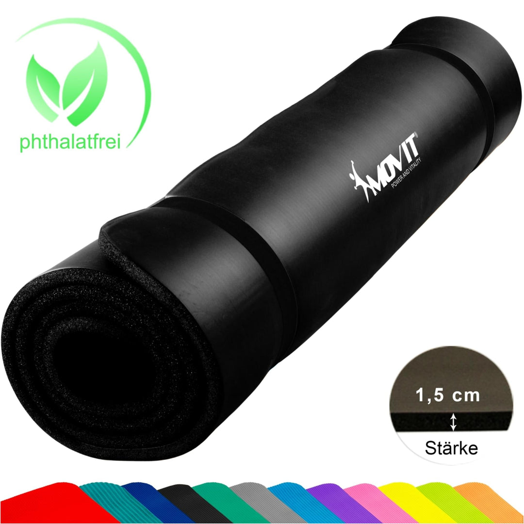 Covoras de gimnastica MOVIT®, 190 x 100 x 1,5cm, negru - Gorilla Sports Ro
