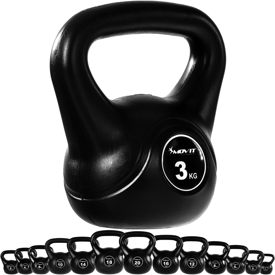 Kettlebell , MOVIT® de 3 kg, negru - Gorilla Sports Ro