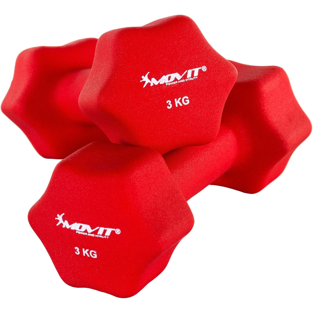 Set de 2 gantere, MOVIT®, greutate 3 kg, neopren, rosu - Gorilla Sports Ro