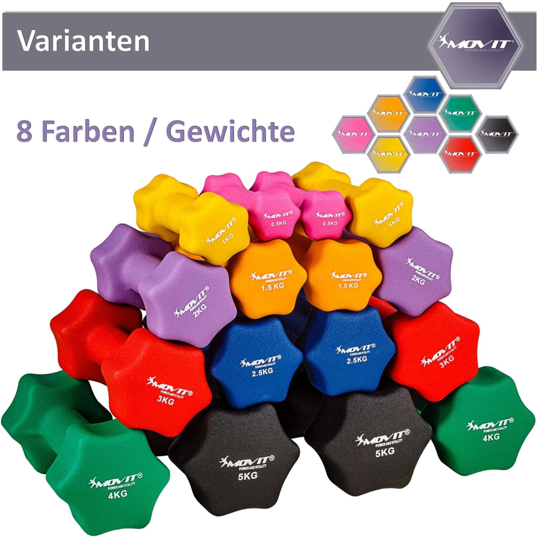 Set de 2 gantere, MOVIT®, greutate 3 kg, neopren, rosu - Gorilla Sports Ro