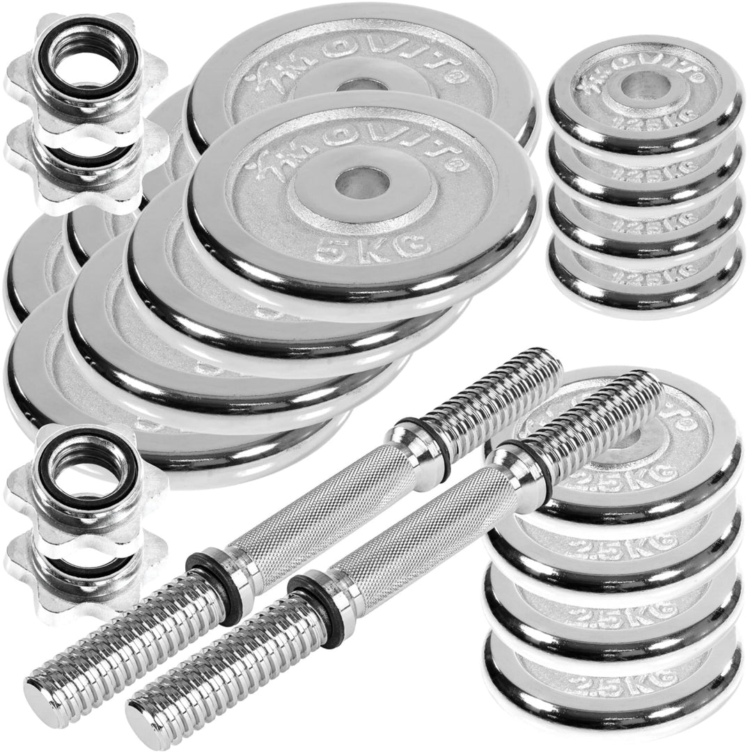 Set de gantere MOVIT® 2 x 30 kg, fonta cromata - Gorilla Sports Ro