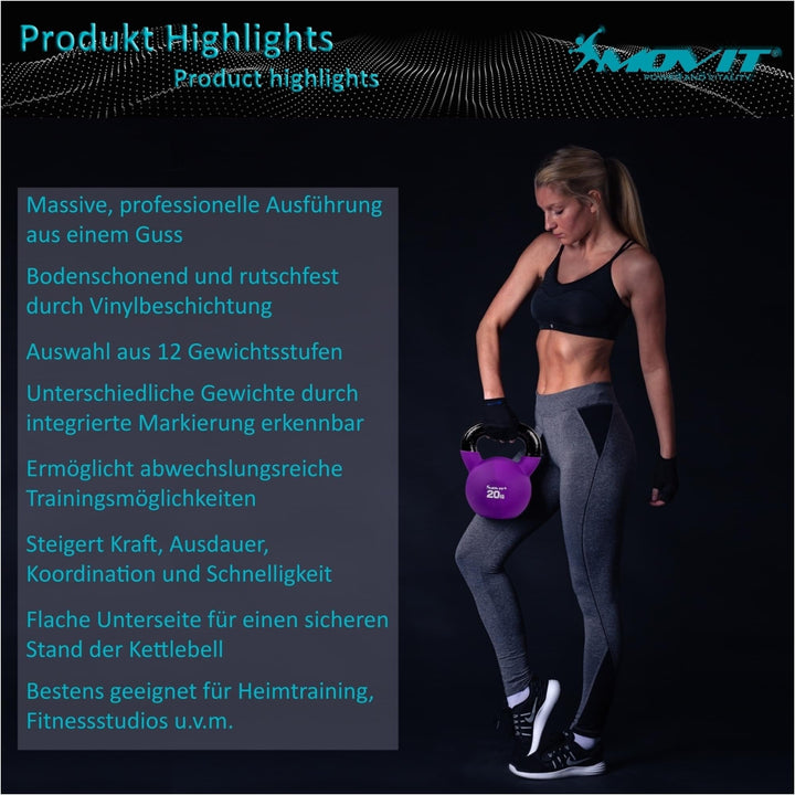 Kettlebell profesional, MOVIT®, 14 kg, fonta, rosu - Gorilla Sports Ro