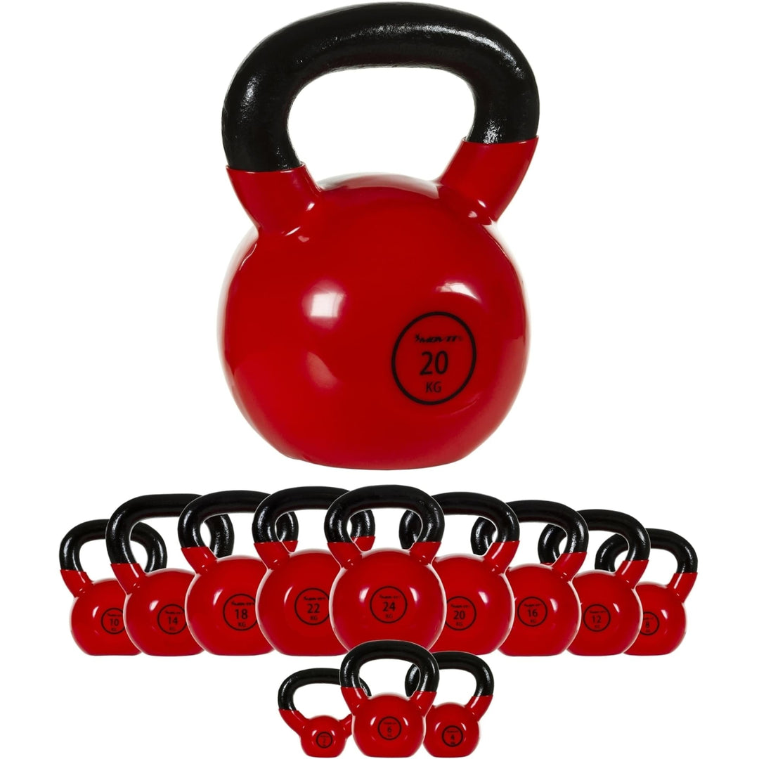 Kettlebell profesional MOVIT®, 20 kg din fonta, rosu - Gorilla Sports Ro