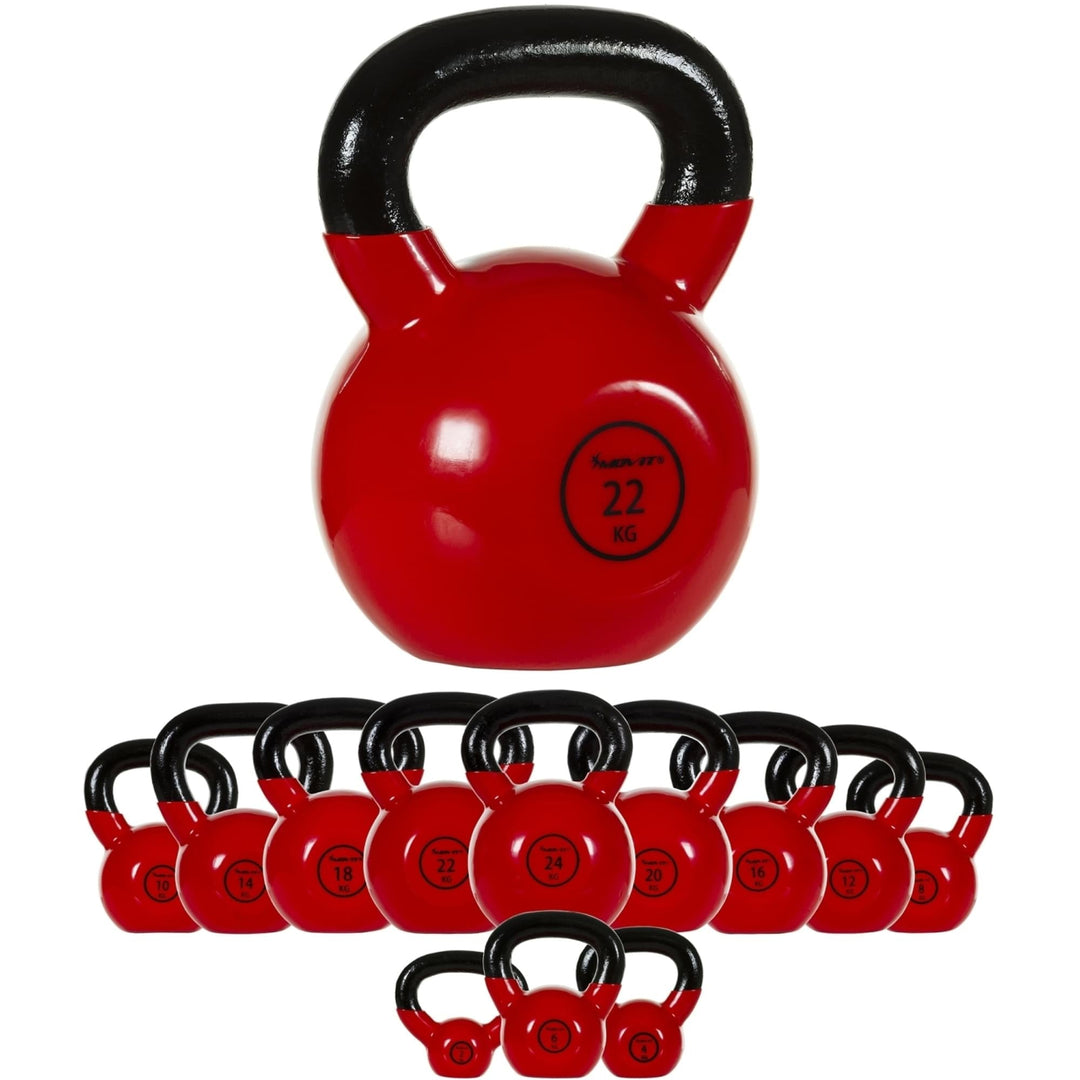 Kettlebell profesional MOVIT®, 22 kg, din fonta, rosu - Gorilla Sports Ro